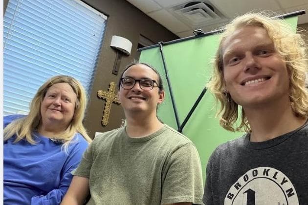 Leota with former students Dr. Nico Carswell and Aidan McMorrow